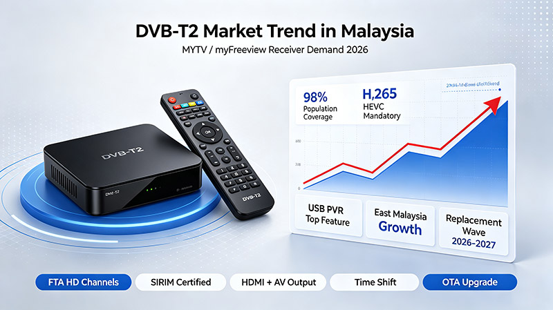 मलेशिया में DVB-T2 बाज़ार का रुझान (2026 myFreeview / MYTV)